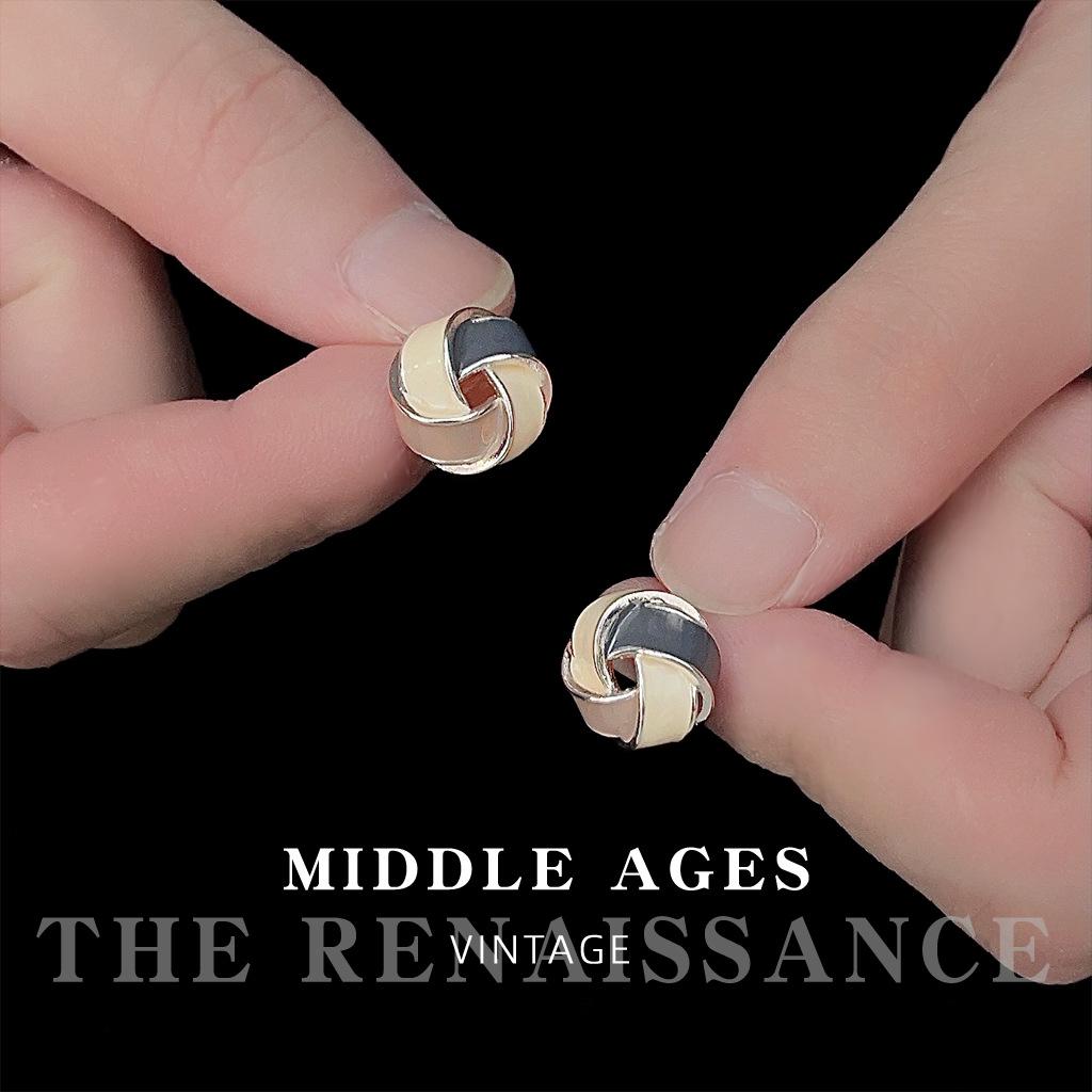 Винтажные эмалевые сине-белые серьги-капли масла Спиральные серьги Серьги в гонконгском стиле