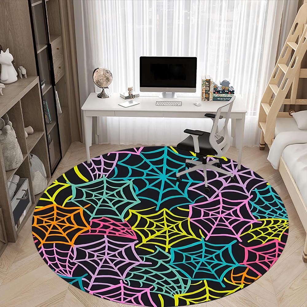 1pc Spiderwebs Halloween Office Round Area Rug, Indoor Mat Suitable ForOffice, Under Office Chairs Bedroom Living Room Home Decor, Room Decot082