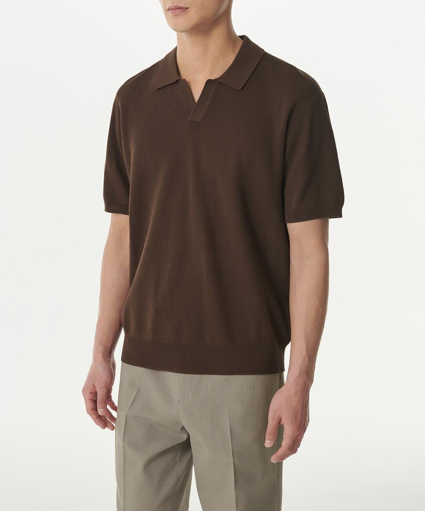Musinsa Standard Cool Touch Slit Neck Knitted Polo Shirt [Baroque Brown]