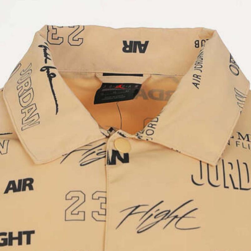 Jordan All Over Print Letter Versatile Stand Collar Single Breasted Long Sleeve Jacket Men Jacket Orange DX9739-252