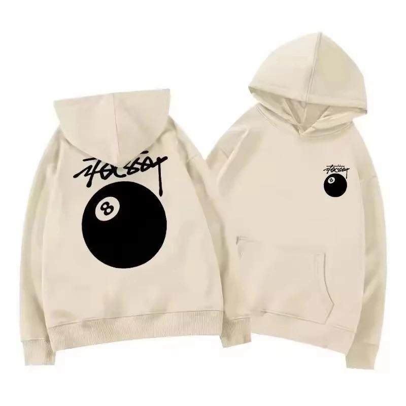 Nuova felpa con cappuccio sportiva autunnale e invernale con stampa biliardo per lo street style, morbido top casual, abbigliamento comodo di alta qualità