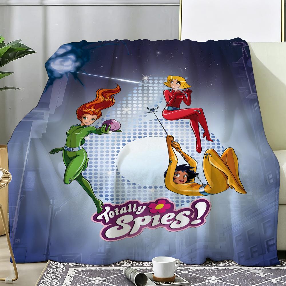 Animation T-Totally Spies Throw Soft Warm Flannel Fleece Throw Blanket, Cozy Plush for Sofa Bed & All Seasons 75x90cm