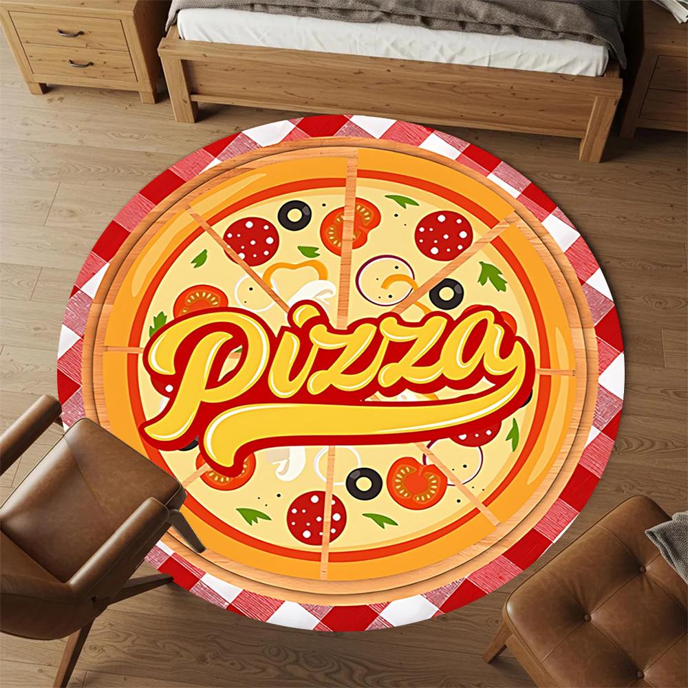 1pc Pizza Round Chair mat Area Rug - Non-Slip, Floor Mat for Office, Bedroom, and Indoor Decor c1125069