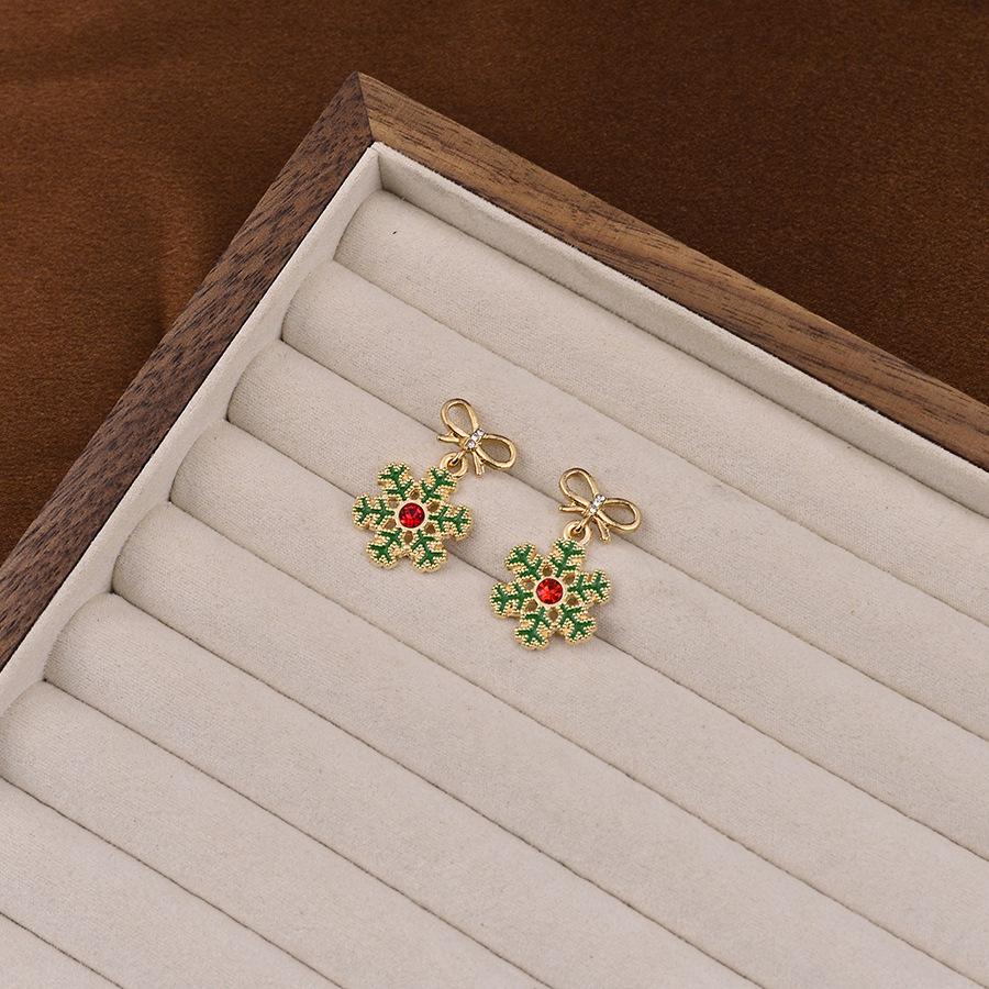 Japanese & Korean Christmas Bow Earrings - Cute Candy Cane, Snowflake, and Tree Designs