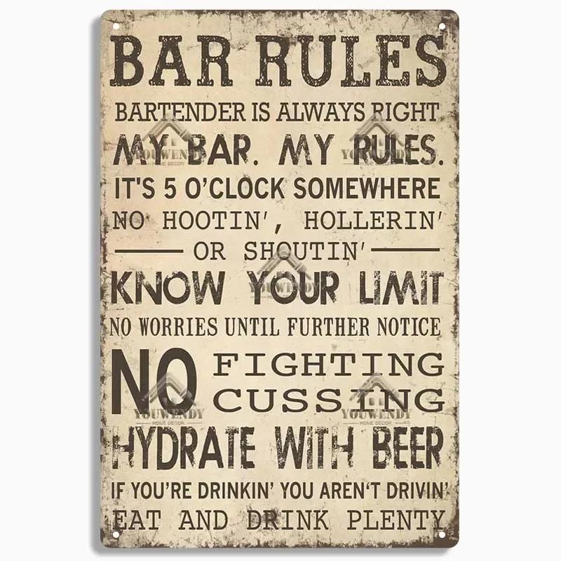HD Metal Tin Sign Vintage Funny Beer Bar Wall Decor Retro No Working Steak Timer Alcohol Sign for Man Cave Pub Bar Kitchen Dec