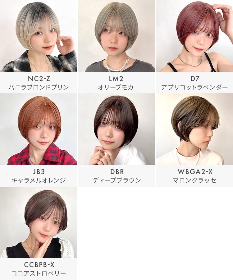 AQUADOLL Short Wig with See-Through Bangs, Blonde, Brown, Red, Inner Color, Print, High-Tone, Full Wig, One Size Fits Most, LM2 (Olive Mocha) wg365LM2