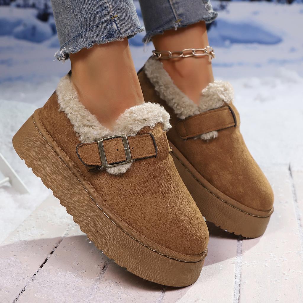Fashion Women Platform Boots New Luxury Winter Women Warm Shoes Outdoor Cotton Slippers Plush Fashion Retro Boots Women Zapatos De Mujer