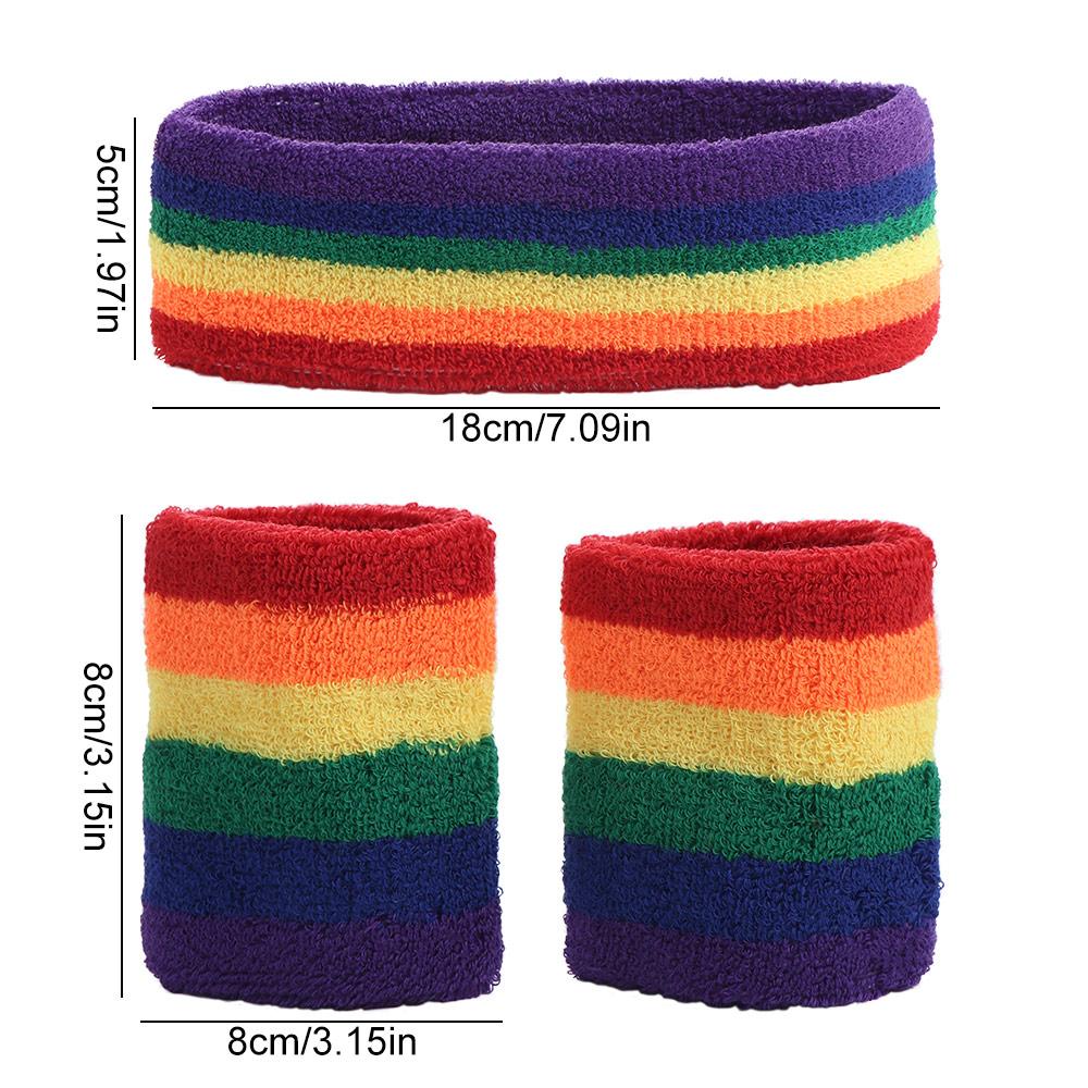 Elastic Rainbow Tennis Headband Polyester Fitness Wrist Brace Sport Safety Sport Wristband  Running