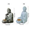 Sitting Buddhas Statue with Tealight Candle Holder Buddhas Figurine Sculpture Insenses Holder for Home and Garden Decors