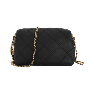 Tory Burch Fleming Trapuntato a Diamanti Borsa a Spalla in Pelle Intrecciata a Catena Morbida Pelle di Agnello Donna borsa a spalla Nero 169226-001
