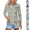 Damenmode Lässig Knopf 3/4 Ärmel Vintage Blumendruck Revers Oberteil
