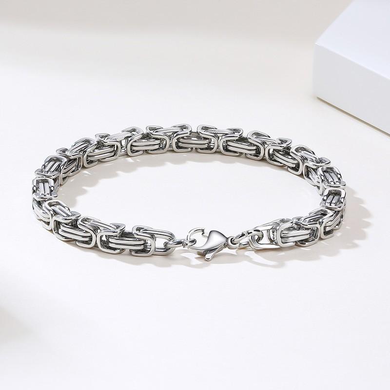 Versatile and Simple Titanium Steel Bracelet with Lobster Clasps and Thick Decorative Jewelry Pieces