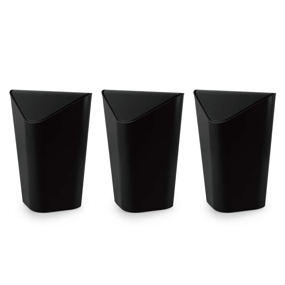 

Umbra Swing Lid Square Trash Can, Pail, Garbage Can, Dustbin, Black, 10L, Corner, 9981000222, Pack of 3