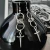 Vintage Gothic Court Tassel Dangle Earrings Silver Color Goth Punk Aesthetic Fashion Jewelry Accessory