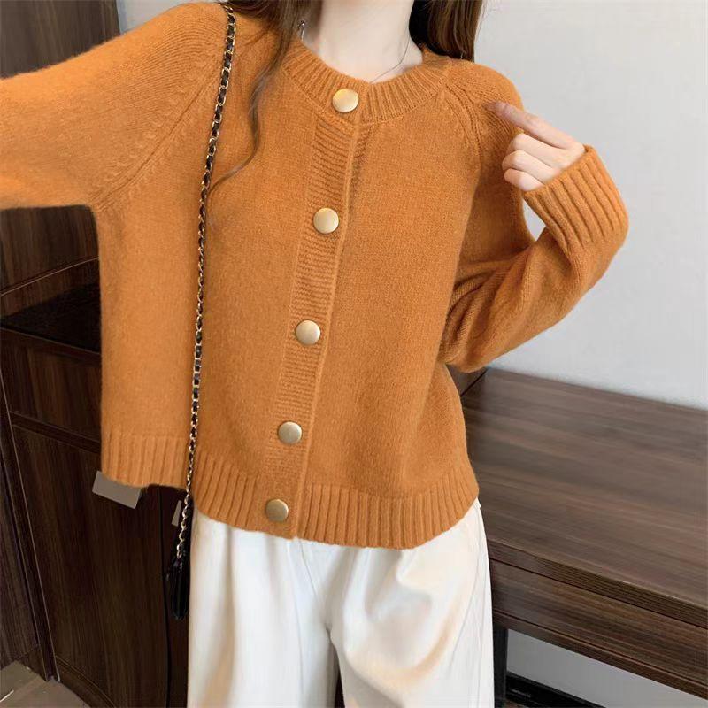Autumn and Winter New Single-breasted Knitted Cardigan Age-reducing Short Jacket Women's Casual Loose Top Sweater