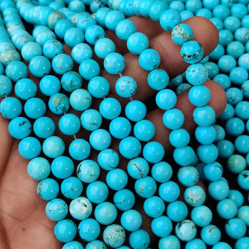 Beautiful Mint Blue Magnesite Turquoise Beads, Round Stone Beads, Loose Beads, 6MM 8MM 10MM Size Beads, 14-15 Inch Strand Beads.