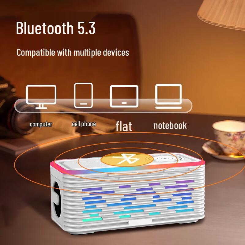 Newmine K9 Multi-functional Bluetooth Speaker with Wireless Charger & Night Light