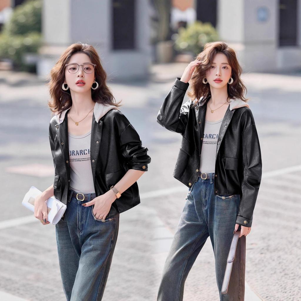 Women's Genuine Leather Jacket - Casual, Versatile Sheepskin Coat for Autumn and Winter