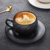 European Black  White Ceramic Coffee Cup Saucer Matte Stone Grain Breakfast Milk Mug Exquisite Afternoon Camellia Flower Tea Cup