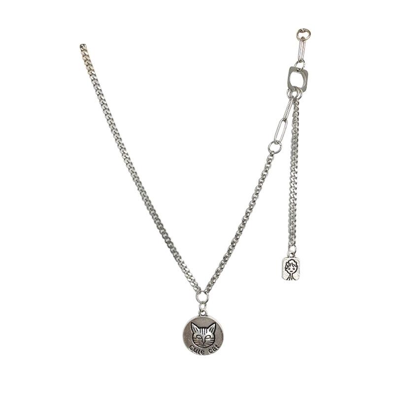 

New trendy cat pendant boy necklace retro dark cold trendy cool personality niche jewelry necklace
