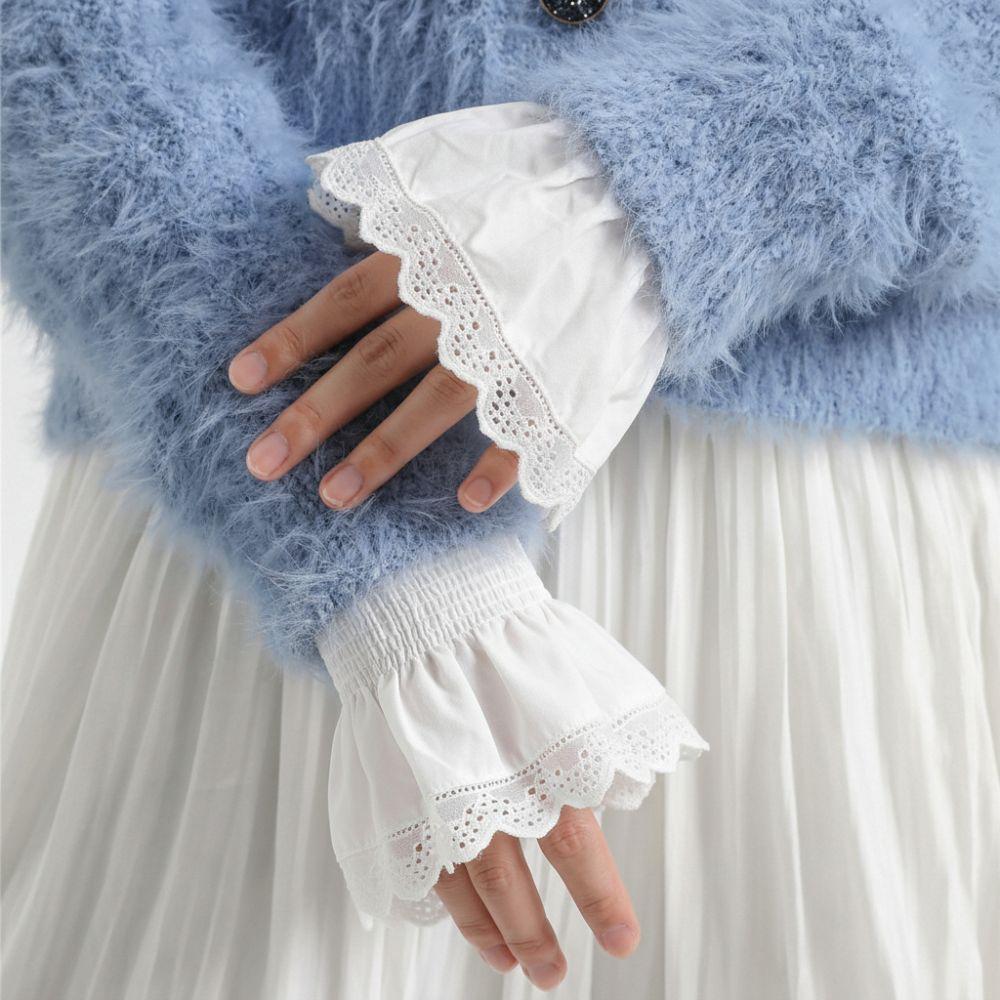 Białe Fałszywe Mankiety Odpinane Koronkowe Mankiety Nowe Mankiety do Swetra Kobiety