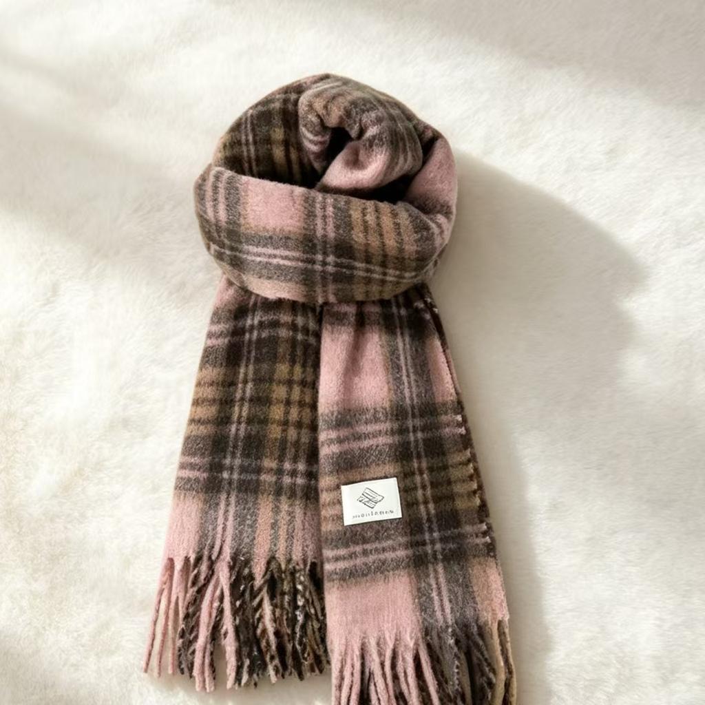 Maillard retro plaid fringed shawl men's and women's atmosphere imitation cashmere scarf autumn and winter versatile warm scarf