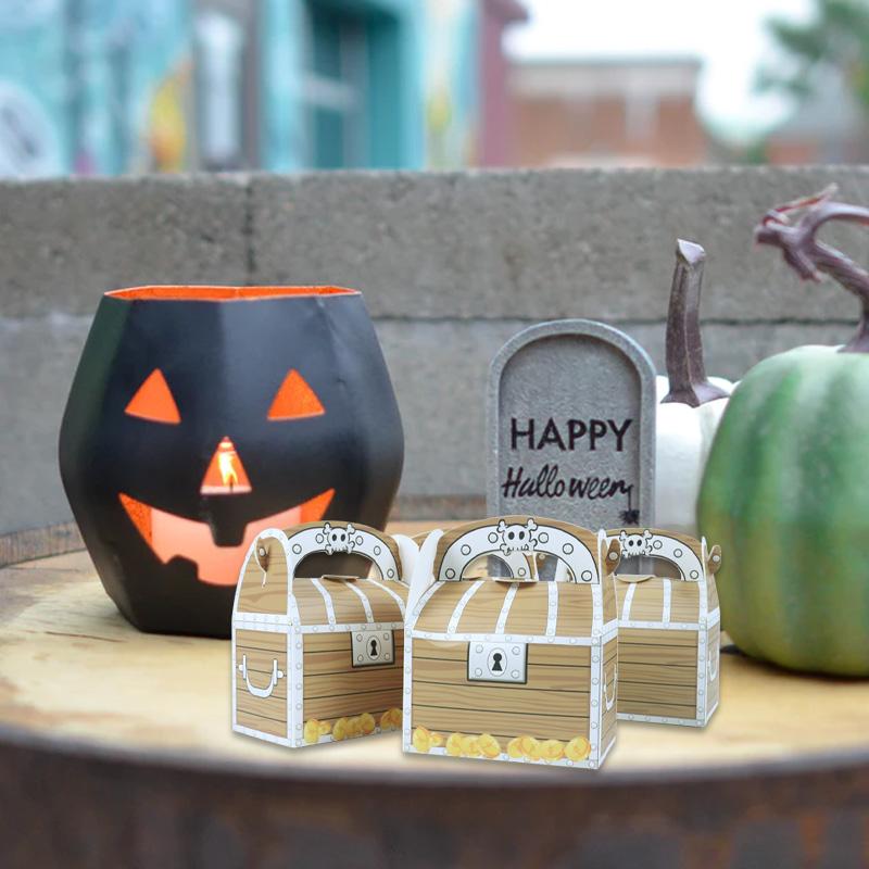6/12 pz Scatole del Tesoro Pirata Scatola Caramelle Omaggio per Bambini Festa di Halloween Gadget Fai da Te Scatola Regalo Tesoro Tema Pirata Decorazi