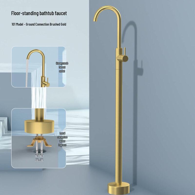 Tai Ju Fu 101 Brushed Gold Wall-Mounted Bathtub Faucet