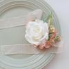MAFELOE Wrist Corsage and Boutonniere Set Artificial Rose Flowers Accessories for Groom Bride Groomsmen Bridesmaids Wedding Party Prom Suit- Creamy