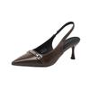 Fashion Small Design Sense Shallow Mouth with Sandals Women's Metal Buckle Pointed High Heels Stiletto Toe Single Shoes