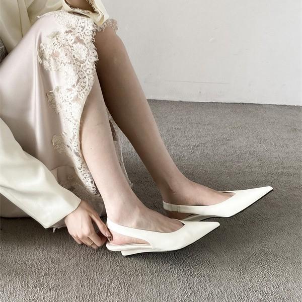 Spring and summer 2025 new pointed toe wedge heel low heel European and American fashion fashion shoes bag head back low heel women's shoes