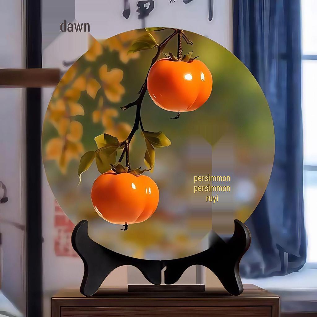 Eight-Direction Prosperity Persimmon Ornament - Small Display Stand for Living Room Decoration