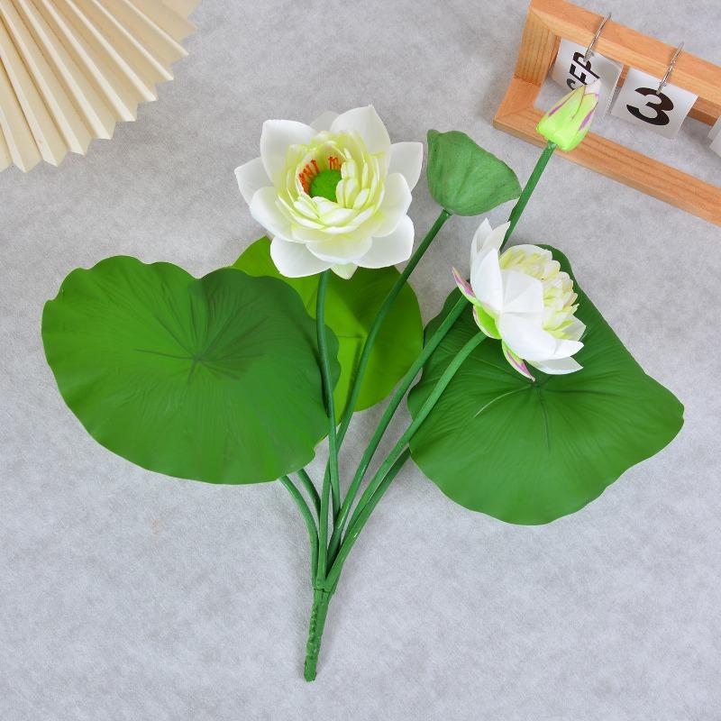 2pcs Wedding Pink Lotus Bouquet Green Plant Silk Simulation Flower Auditorium Decoration Artificial Lotus Plants Fake Flowers белый