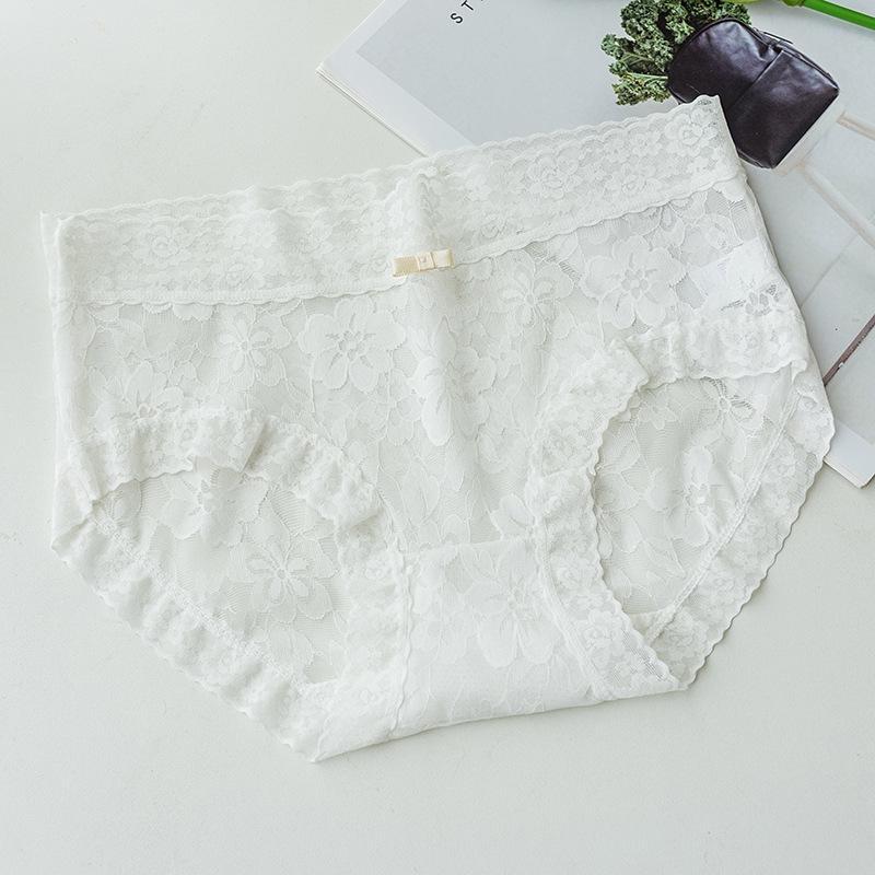 

Женские французские чистые сексуальные кружевные трусики средней посадки удобные дышащие трусы L белый