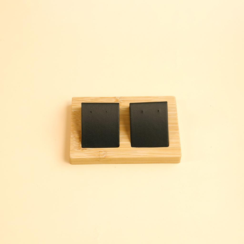 Bamboo Wood Earrings Display Stand DIY Velvet PU Leather Jewelry Storage Tray for Window Counter Props Show