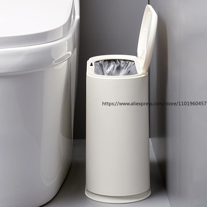 Slim Gap Trash Can with Lid Luxury Home Garbage Bin for Bathroom Kitchen Office Living Room Classified Waste Container