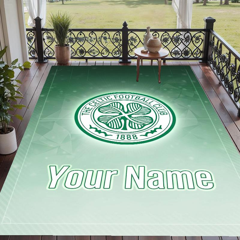 Custom Text Printed Rug Celtic FC Non Slip Floor Carpet For Home Room Decor
