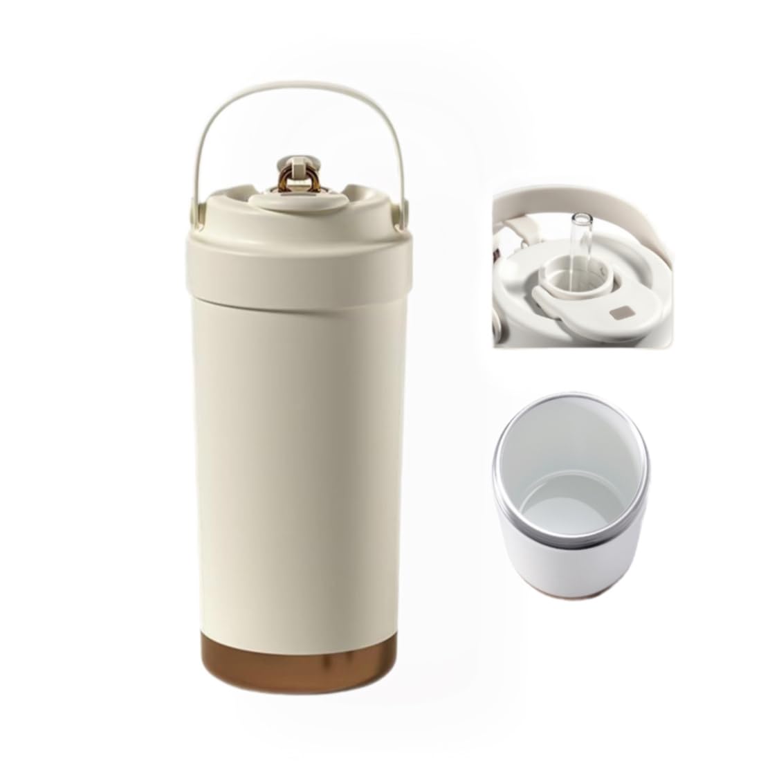 

Olesew Tumbler with Straw, Ceramic Coated, 500ml, Portable, with Handle, Direct Drinking, Lid, Spill-Proof, Stainless Steel, Keeps Drinks Hot or