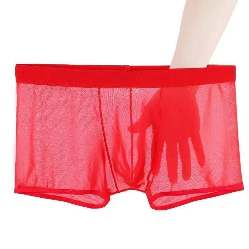 Sexy Men Mesh Thin Transparent Boxer Briefs U Convex Pouch Underwear Shorts Trunks Underpant Mesh Men's Sexy Boxer Briefs Shorts