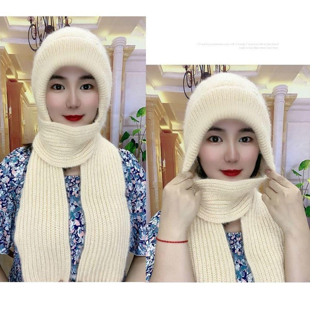Neck Warmer Beanie Hat Scarf Thickened Scarf Set Hooded Fashion Ear Protection Hat Cycling