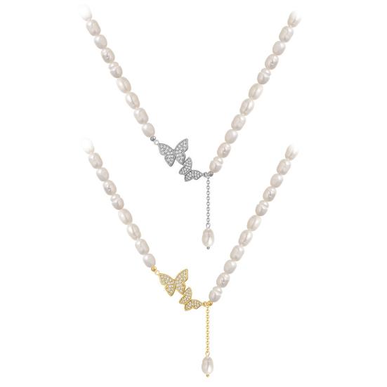 Pendant Necklace Trendy Clavicle Delicate Props Charm Necklace Fashion Imitation Pearl Butterfly Necklace Women Necklace Party Jewelry