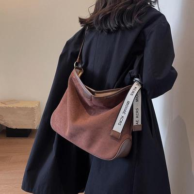 Women's Versatile Suede Tote Bag - Large Capacity, Textured Fashion for Autumn/Winter, Crossbody & Shoulder Carry