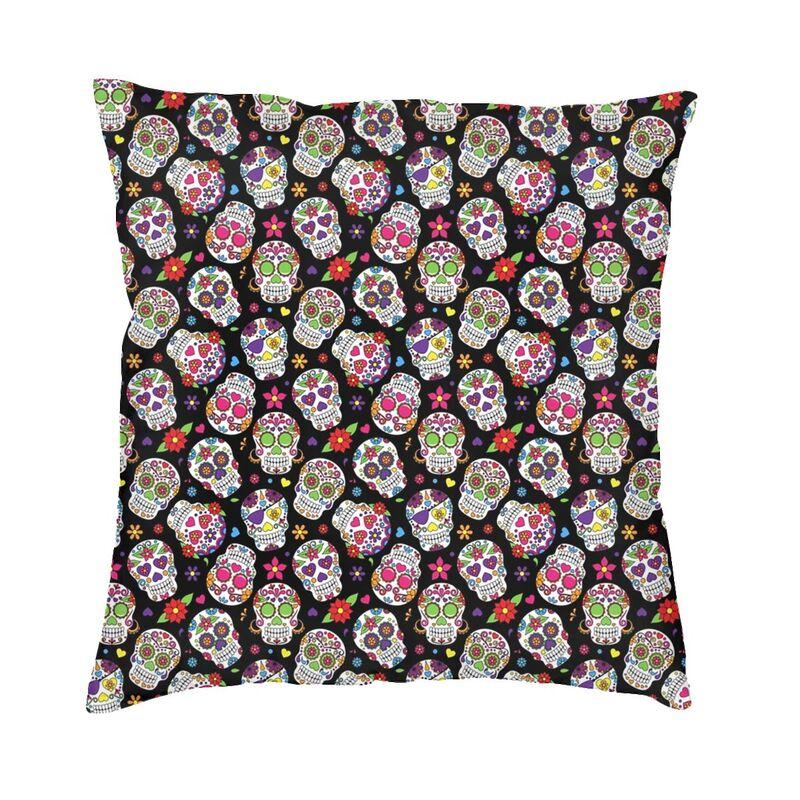Luxury Day Of The Dead Throw Pillow Cover Home Decor Custom Square Mexican Sugar Skull Cushion Cover 45x45cm Pillowcover