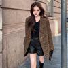 Women Tweed Jacket Premium Knitted Wool Blend Mid Long Coat Fashion Outerwear