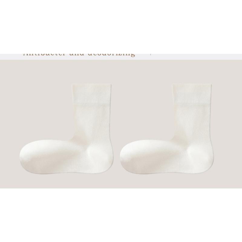 

Осенне-зимние женские носки с длинным голенищем, дышащие и влагоотводящие однотонные антибактериальные спортивные носки, универсальные носки 1 pair молочный белый