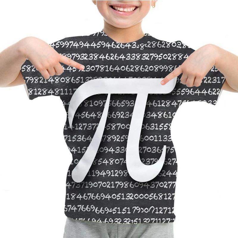 Kids Boy Girl Pi Math Print Tshirt Short Sleeve Tops Pi Day 3.14 T-Shirt Children's Clothes Summer Casual Funny O-Neck Tees