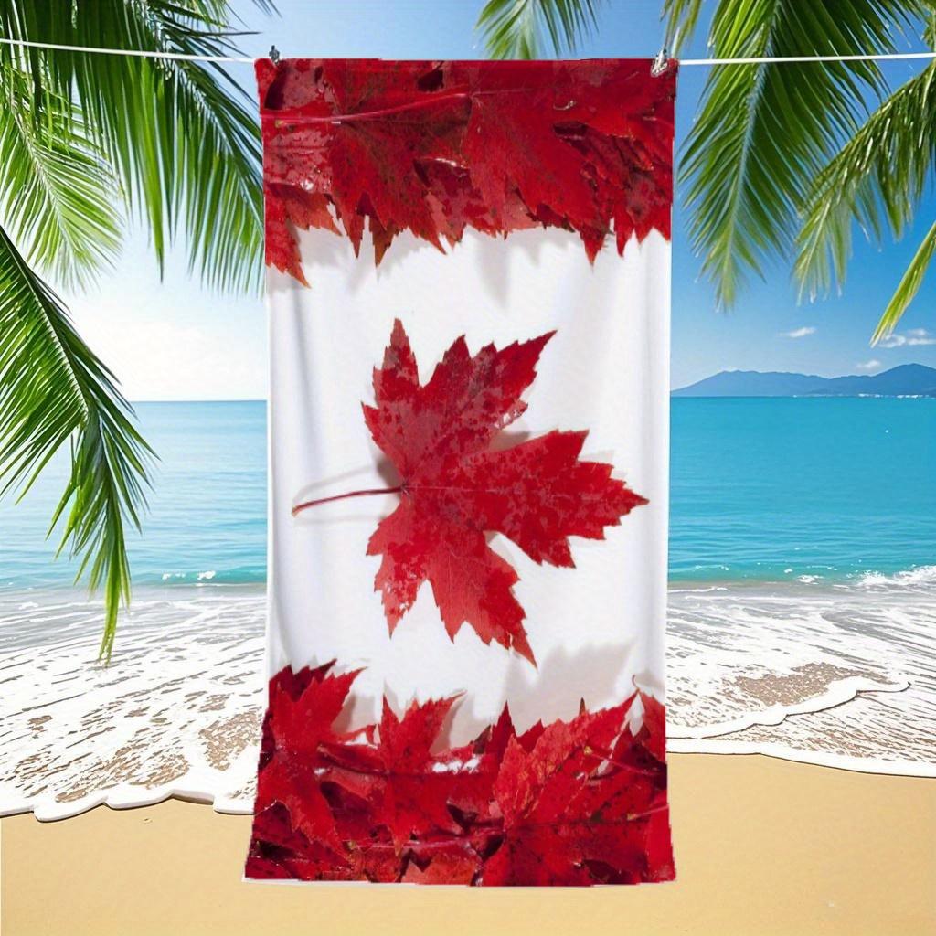 

Canada Maple Leaf Beach Towel Red Autumn Print Quick Dry Microfiber Sandproof Patriotic Canadian Fall Gift W30*H60(CM)