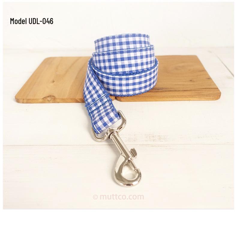 Blue Plaid Dog Collar and Leash Set with Innovative Design