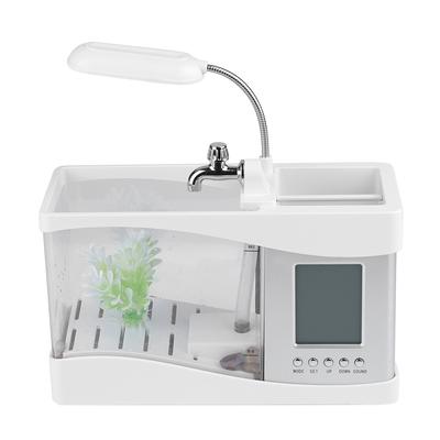 Multifunctional USB Rechargeable   Fish   Aquarium with Clock Function LED Light White