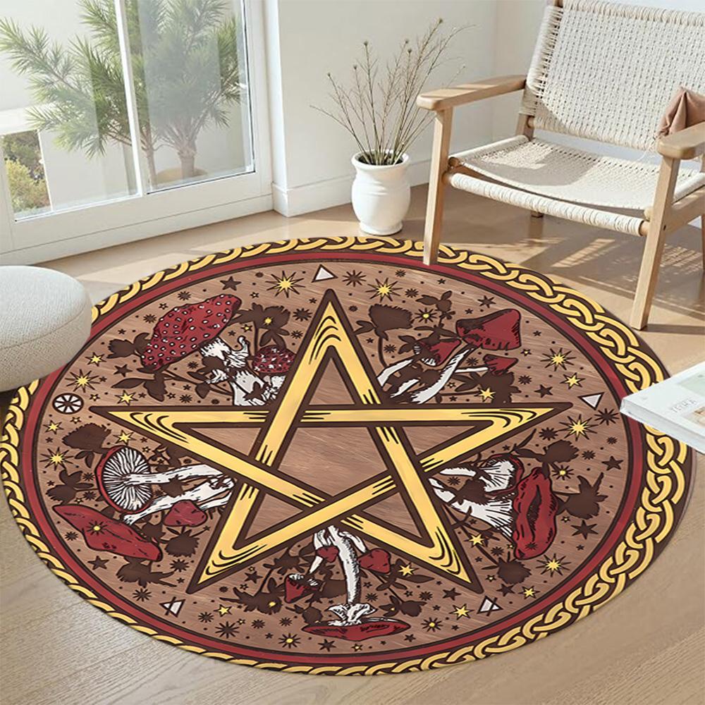 Magic Pentagram Round Floor Mat Perfect for Study Room Balcony Bedrooms Dormitory Antislip Round Carpet Decorate Offices Gift for Festivals